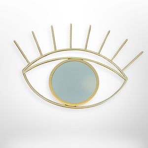 Hanging Mirror- eye shape- gold painted - satin finish